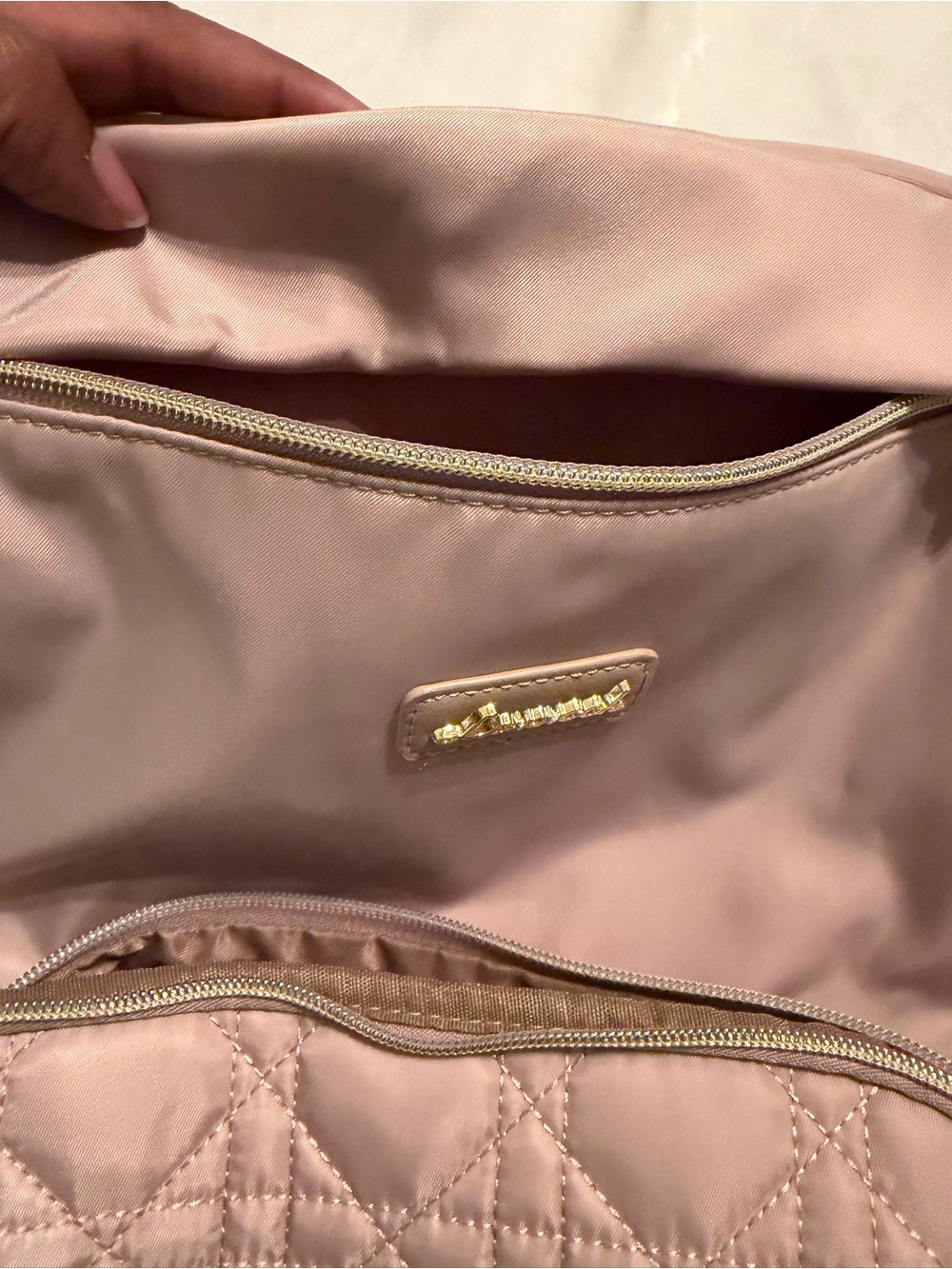 Loucci Beige Quilted Front Backpack for Women - Picture 13 of 16